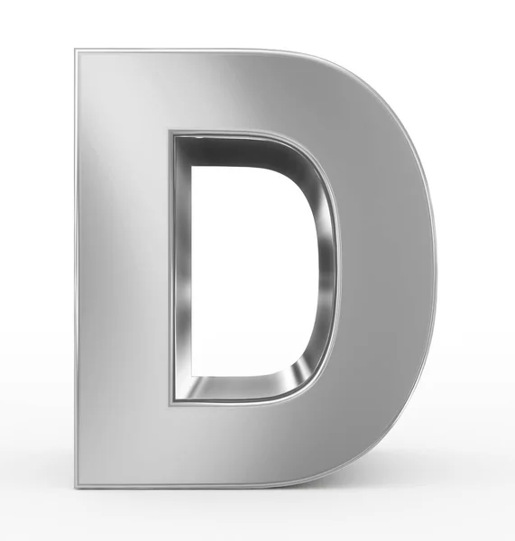 Letter D 3d silver isolated on white — Stock Photo, Image