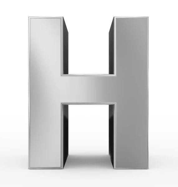 Letra H prata 3d isolado no branco — Fotografia de Stock