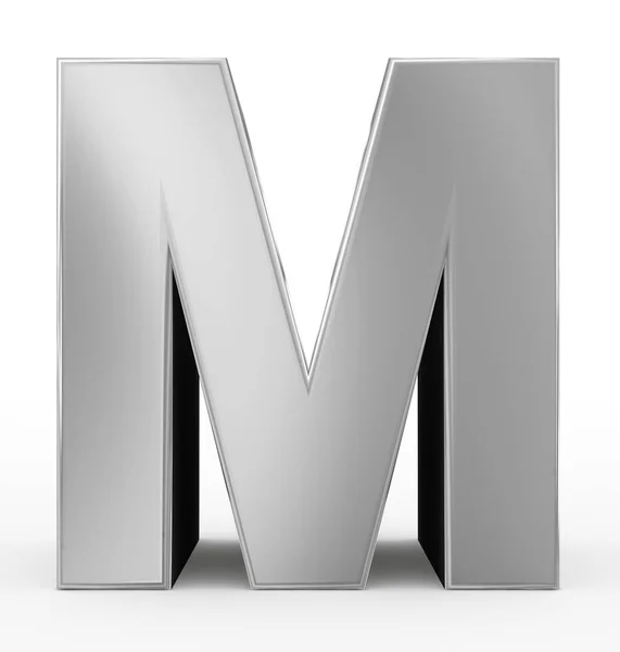 Letter M 3d silver isolated on white — Stock Photo, Image