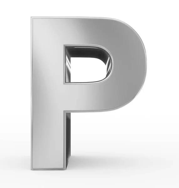 Letter P 3d silver isolated on white — Stock Photo, Image