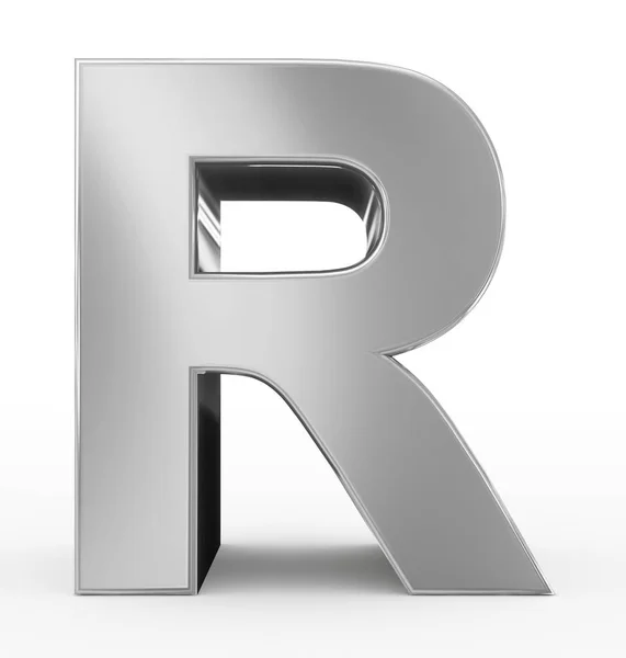 Litera R 3d srebra na białym tle — Zdjęcie stockowe