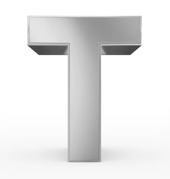 Letter T 3d silver isolated on white — Stock Photo, Image