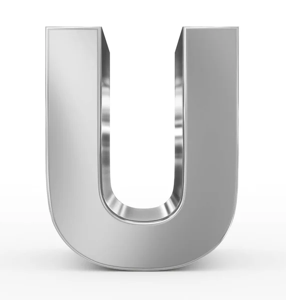Літера U 3d срібло ізольовано на білому — стокове фото