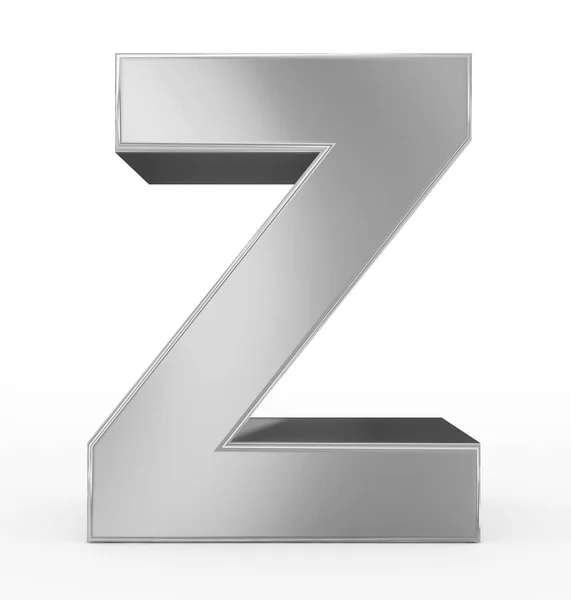 3d zilver letter Z geïsoleerd op wit — Stockfoto