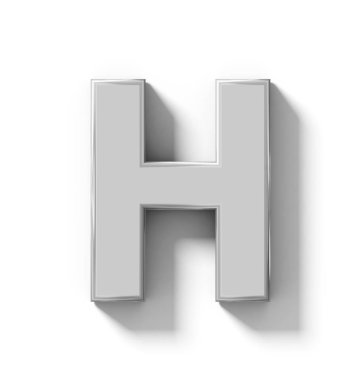 H harfi 3d gümüş beyaz gölge - ortogonal pr ile izole