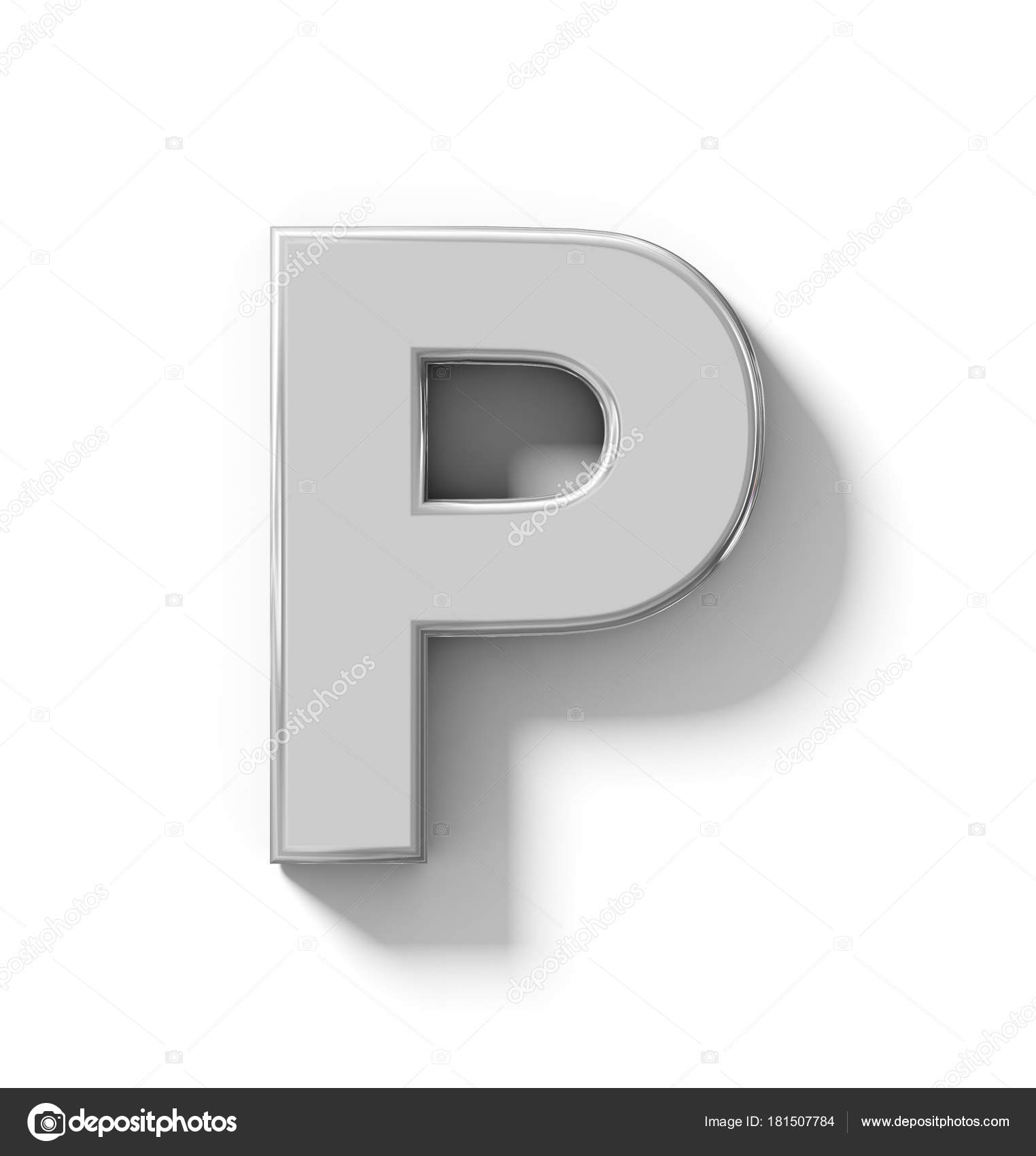 Letra P prata 3D isolado no branco com sombra - pr ortogonal — Foto ©  3dvlaa #181507784, image size:1524x1700