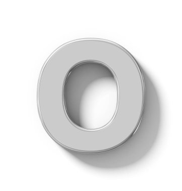 O harfi 3d gümüş beyaz gölge - ortogonal pr ile izole