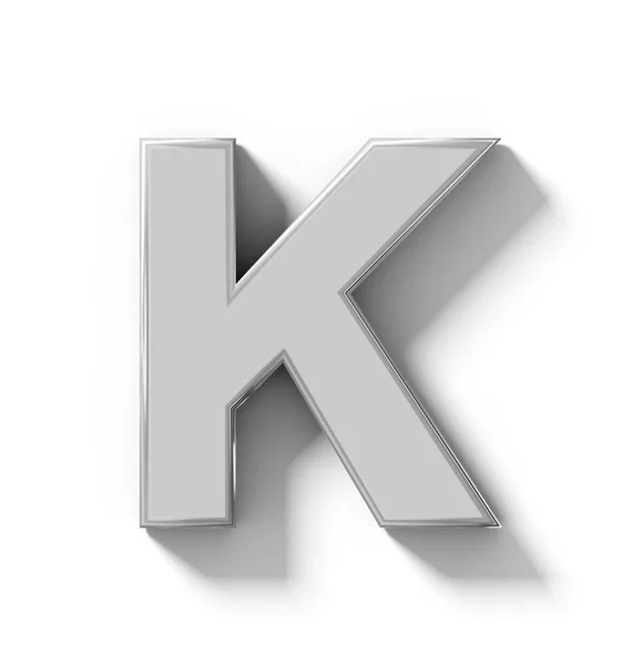 Lettre K argent 3D isolé sur blanc avec ombre - orthogonal pr — Photo