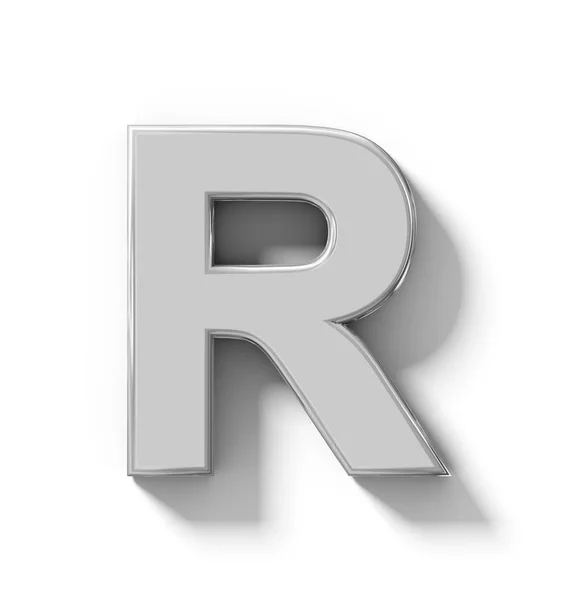 Letter R 3D silver isolated on white with shadow - orthogonal pr — Stock Photo, Image