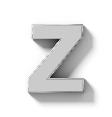 Z harfi 3d gümüş beyaz gölge - ortogonal pr ile izole