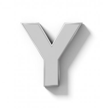 Y harfi 3d gümüş beyaz gölge - ortogonal pr ile izole