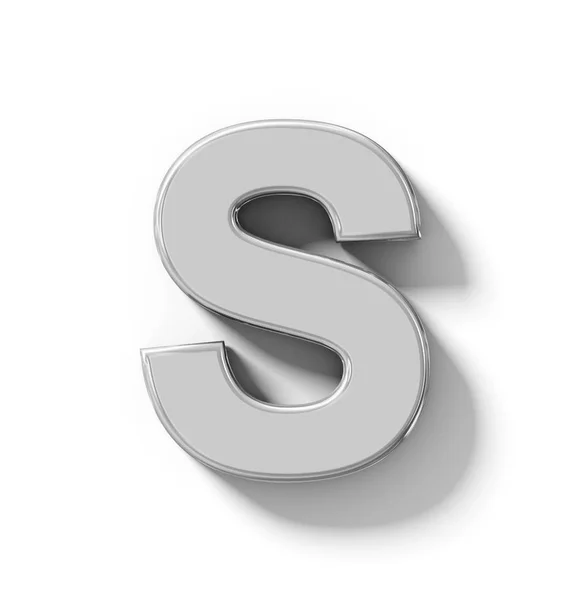 Letter S 3D silver isolated on white with shadow - orthogonal pr — Stock Photo, Image