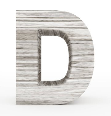 D harfi 3d ahşap beyaz izole