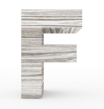 F harfi 3d ahşap beyaz izole