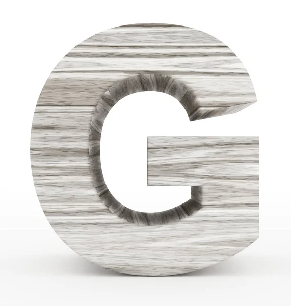 Lettera G 3d in legno isolato su bianco — Foto Stock