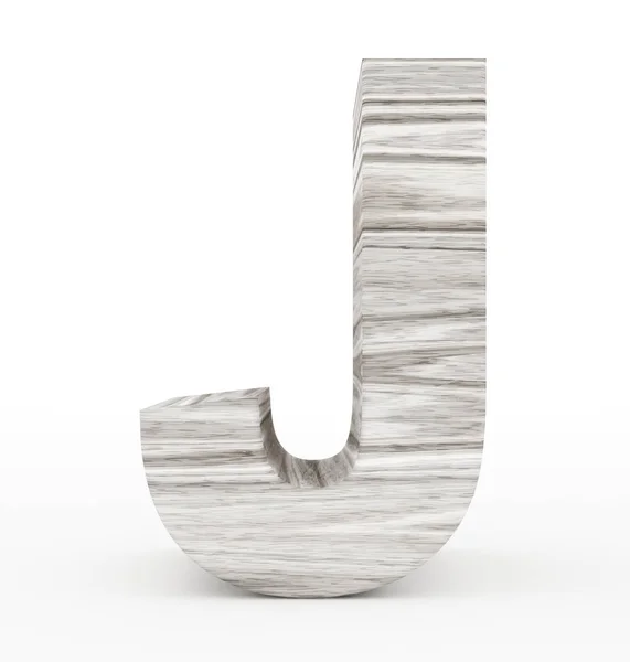 Písmeno J 3d dřevěné izolované na bílém — Stock fotografie