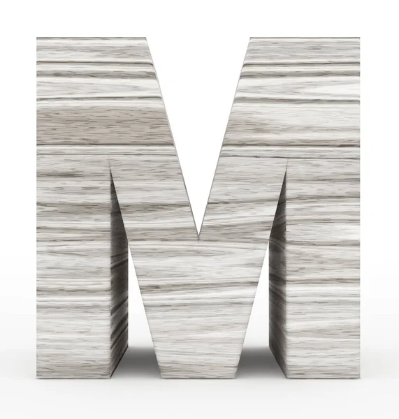 Písmeno M 3d dřevěné izolované na bílém — Stock fotografie