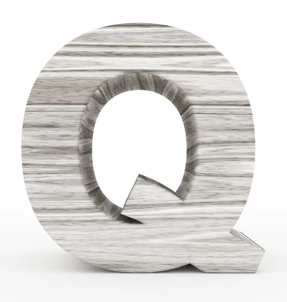 Letter Q 3d houten geïsoleerd op wit — Stockfoto