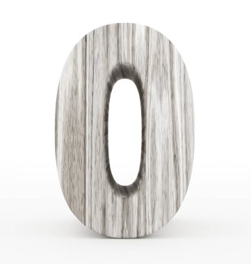 sayı 0 beyaz izole 3d ahşap