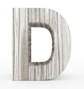 D harfi 3d ahşap beyaz izole