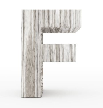 F harfi 3d ahşap beyaz izole