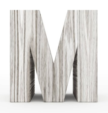 A harfi 3d ahşap beyaz izole