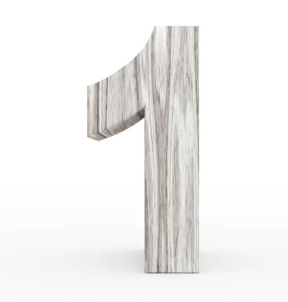 Numer 1 3d drewniane na białym tle — Zdjęcie stockowe