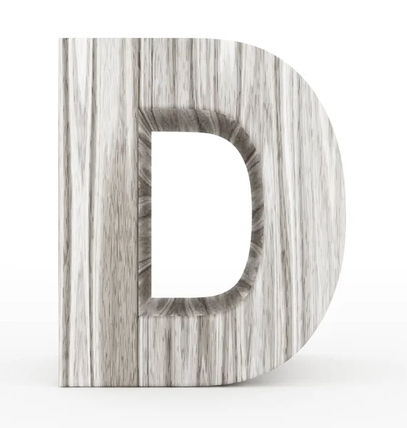 Lettre D 3d en bois isolé sur blanc — Photo
