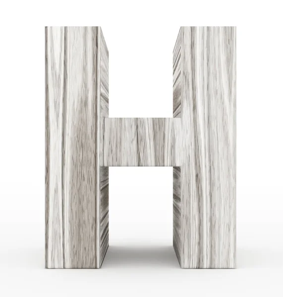 Літера H 3d дерев'яна ізольована на білому — стокове фото