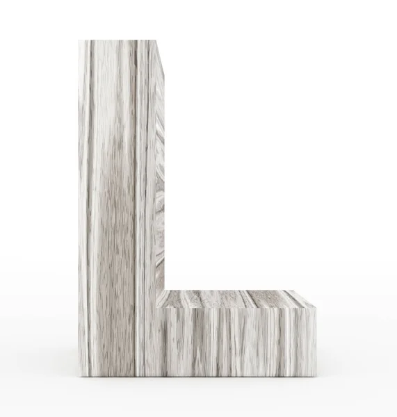 Lettre L 3d en bois isolé sur blanc — Photo