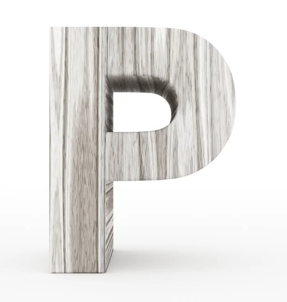 Letter P 3d houten geïsoleerd op wit — Stockfoto