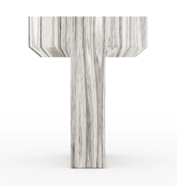 Lettre T 3d en bois isolé sur blanc — Photo