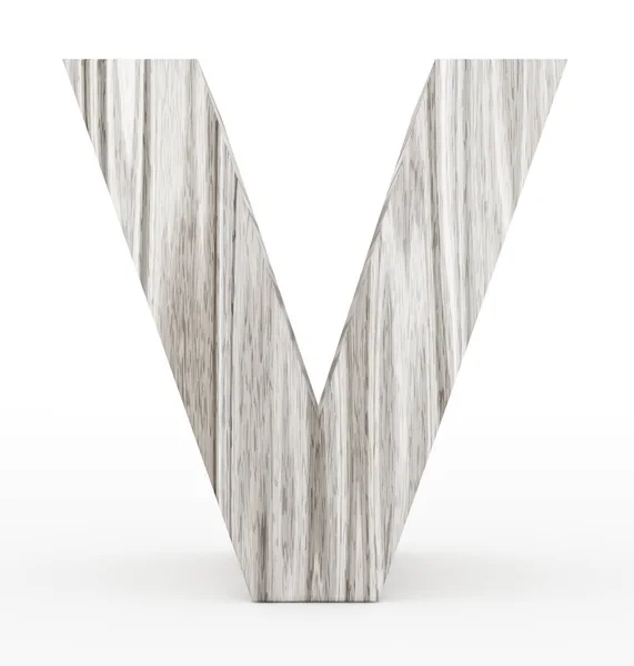 Harf V 3d ahşap beyaz izole — Stok fotoğraf