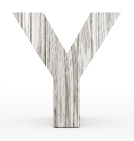 Y harfi 3d ahşap beyaz izole — Stok fotoğraf