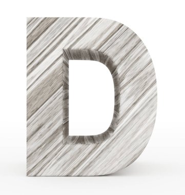 D harfi 3d ahşap beyaz izole