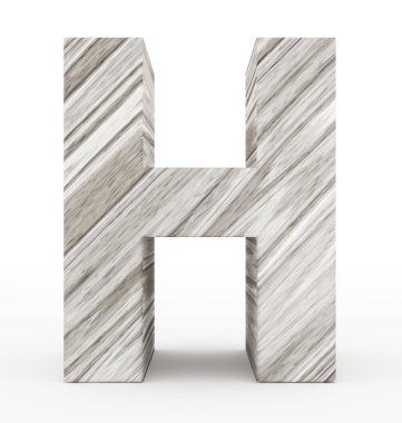 H harfi 3d ahşap beyaz izole
