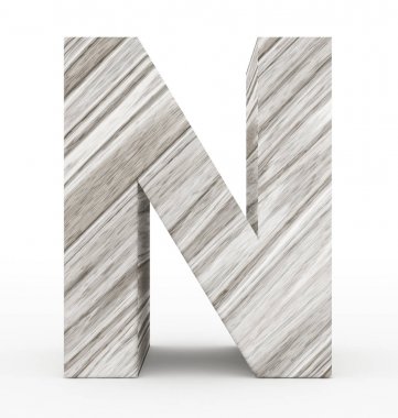 N harfi 3d ahşap beyaz izole