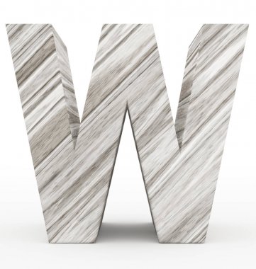 harf W 3d ahşap beyaz izole