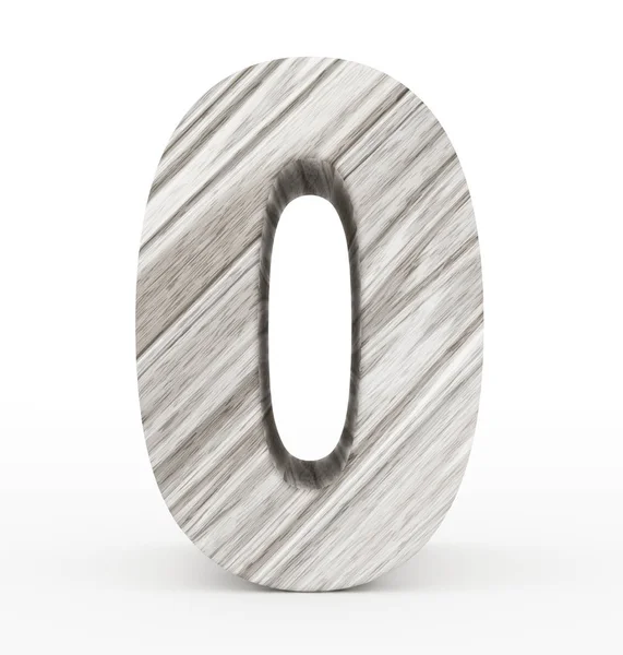 Numero 0 3d in legno isolato su bianco — Foto Stock