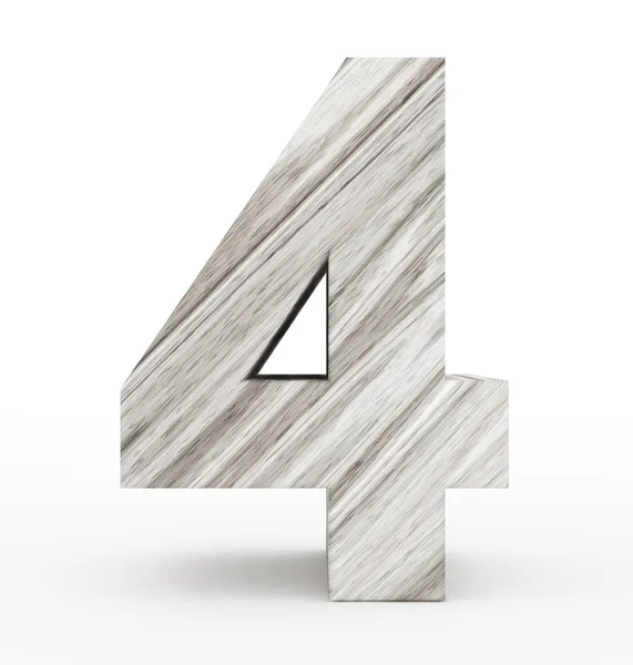 Numéro 4 3d en bois isolé sur blanc — Photo