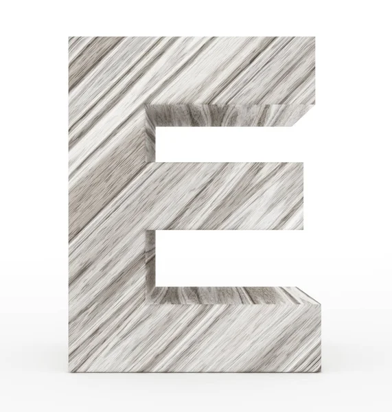Letter E 3d houten geïsoleerd op wit — Stockfoto