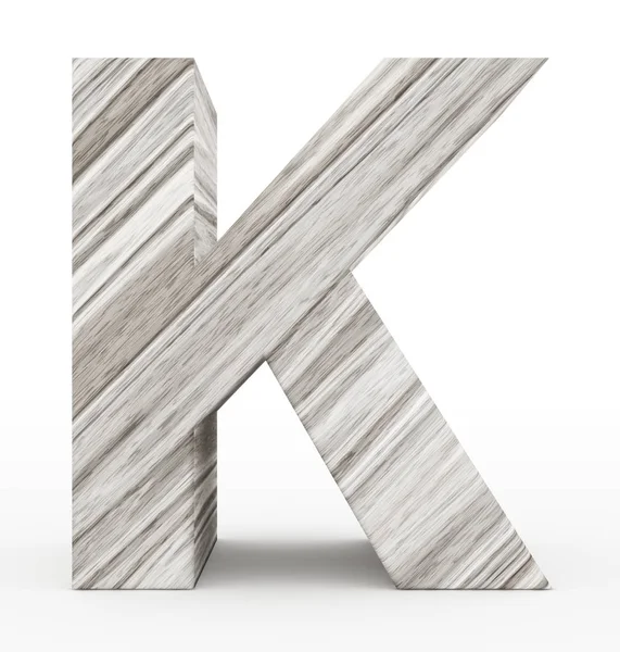 Letter K 3d houten geïsoleerd op wit — Stockfoto