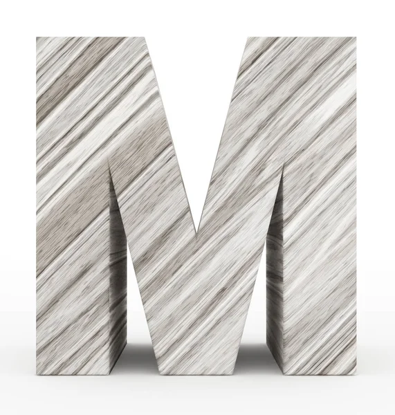 Letter M 3d wooden isolated on white — Stock Photo, Image