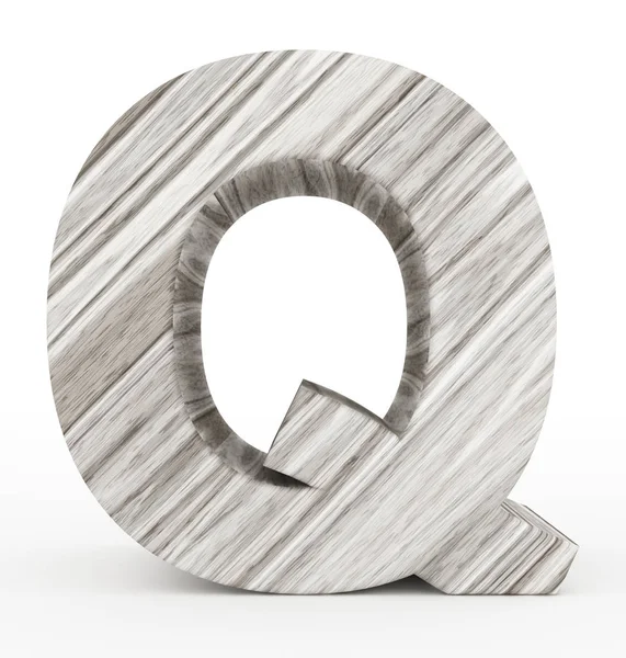 Buchstabe q 3d Holz isoliert auf weiß — Stockfoto