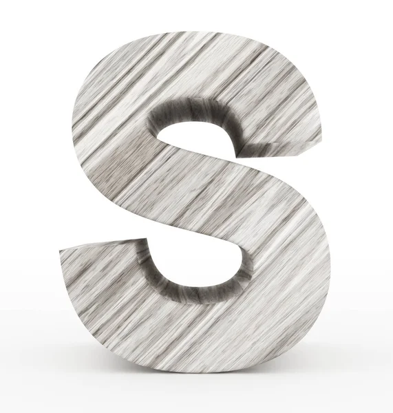 Lettera S 3d in legno isolato su bianco — Foto Stock