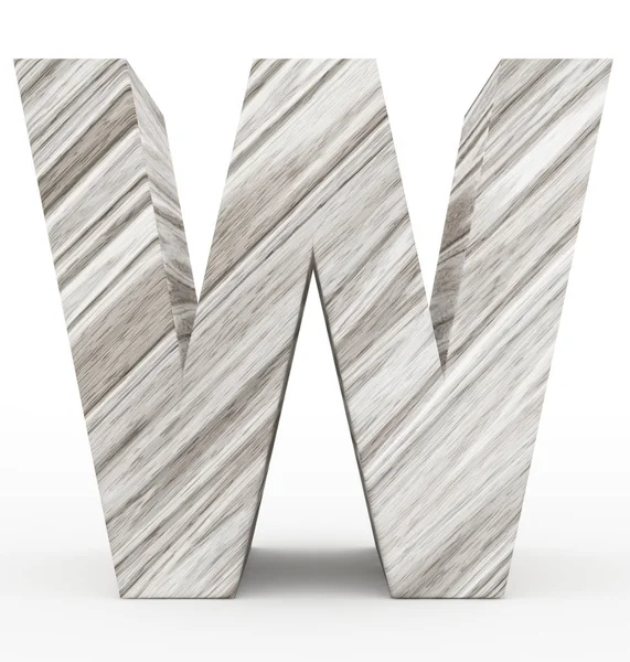 Harf W 3d ahşap beyaz izole — Stok fotoğraf