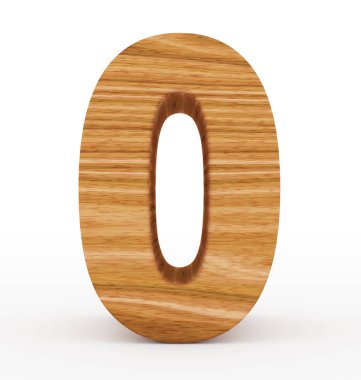 sayı 0 beyaz izole 3d ahşap