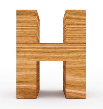 H harfi 3d ahşap beyaz izole