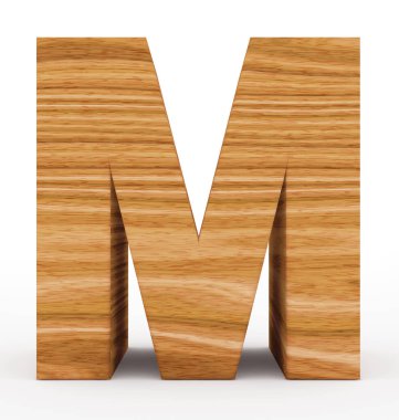 A harfi 3d ahşap beyaz izole