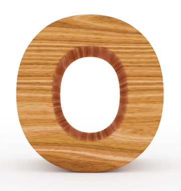 O harfi 3d ahşap beyaz izole